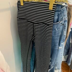 Lululemon Black and White Striped Women's Leggings